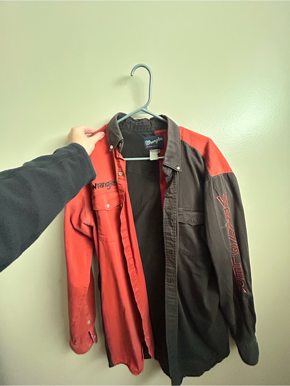 Vintage Wrangler Two-Tone Red & Black Men's Shirt